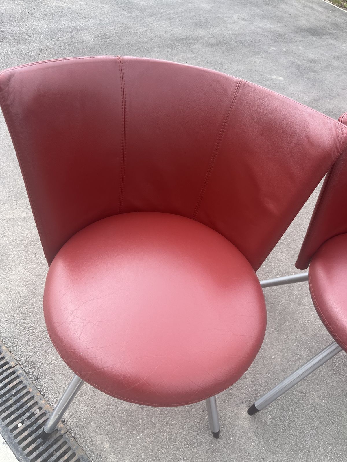 Set Of 4 Erik Jorgensen Danish Red Leather Chairs photo Furniture