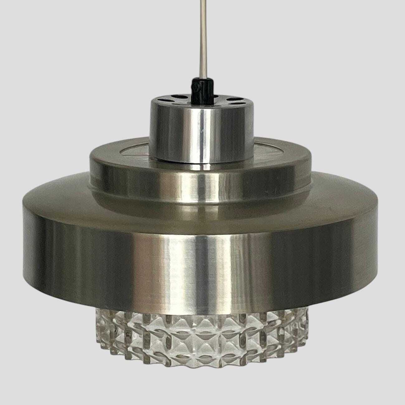 Mid Century Danish Steel & Glass Hanging Pendant Ceiling Light photo 258.0