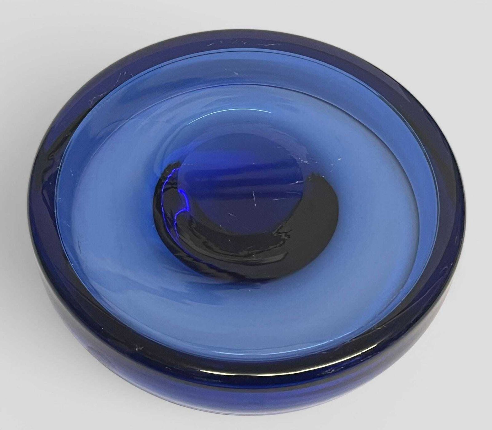 Rare Mid Century Large Blue Glass Ashtray / Bowl 'Safir' By Per Lutken For Holmegaard Denmark photo buy