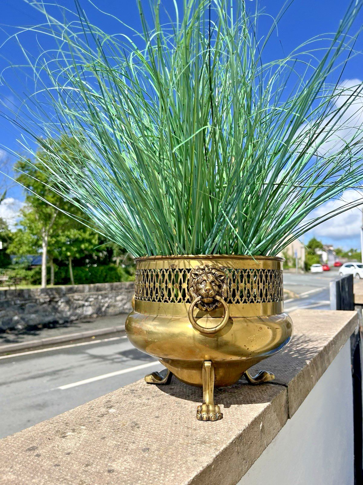 Antique Art Nouveau Brass William Soutter & Sons Plant Pot Lion Handles & Feet