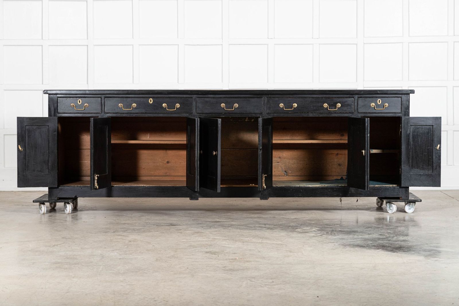 Monumental 19thc English Ebonised Pine Dresser Base photo furniture