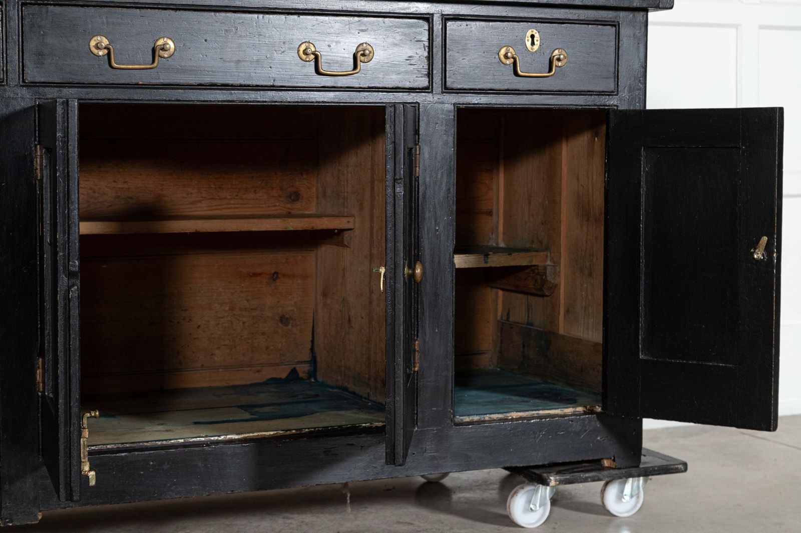 5693.0 Monumental 19thc English Ebonised Pine Dresser Base photo