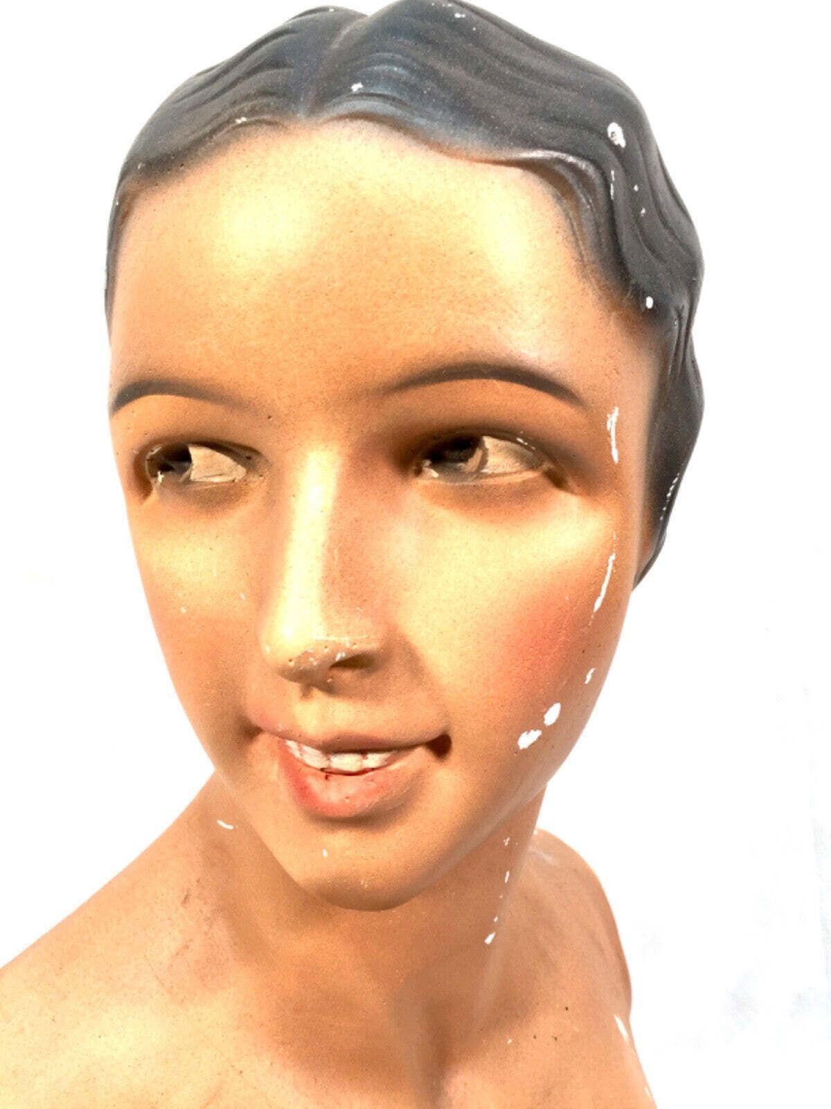 Antique Advertising Art Deco French Shop Display Female Mannequin Bust By Lubé photo furniture