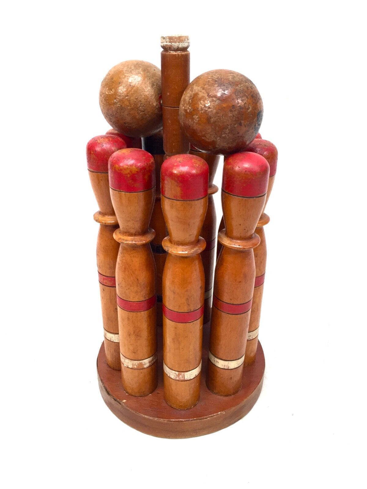 Antique Set Of French Mid 20th Century Wooden Skittles & Ball Game / Bowling photo furniture