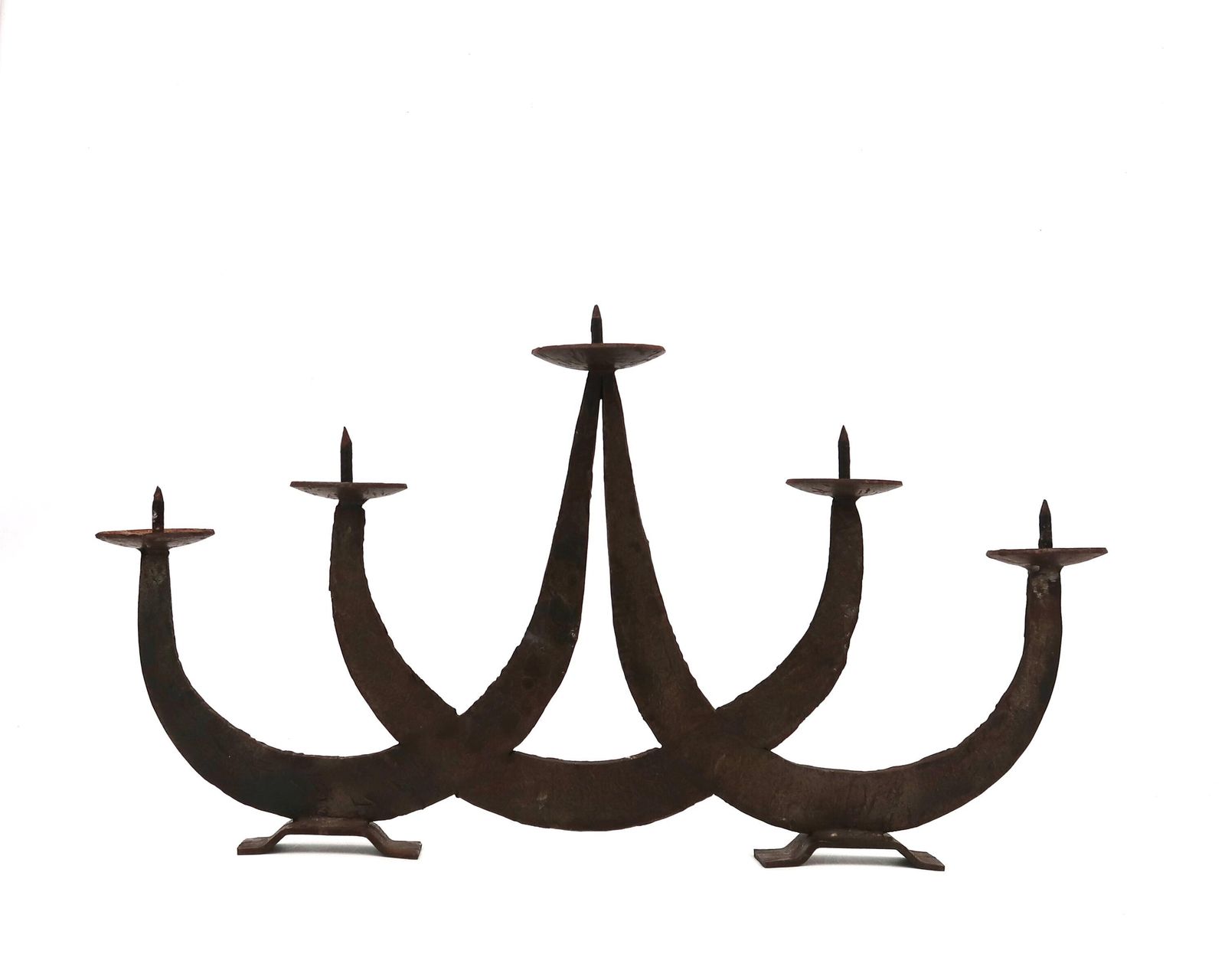 French Brutalist Iron Candle Holder, 1950s / Candleholder, Chandelier, Candelabra, Rustic, Farmhouse, Country, Castle