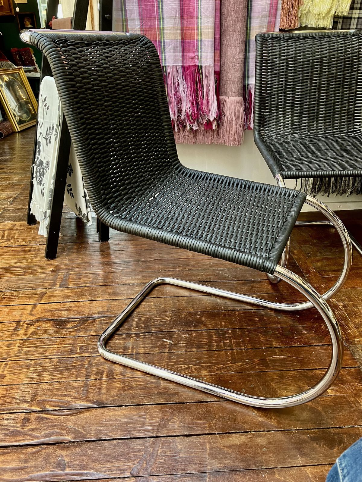 photo furniture Set Of 4 Modernist Chrome And Wicker Cantilever Chairs