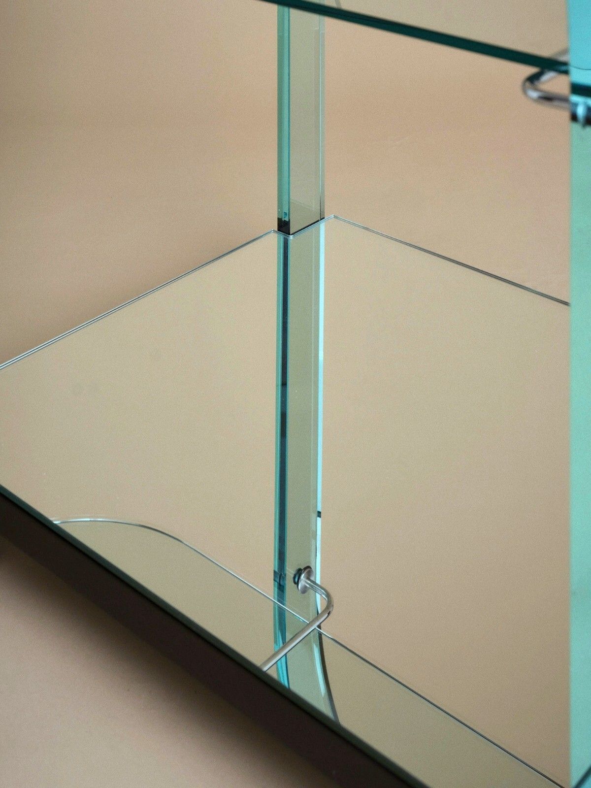 1980's Italian Mirrored Glass Postmodern Cocktail Bar Trolley Cart By Fiam photo for sale