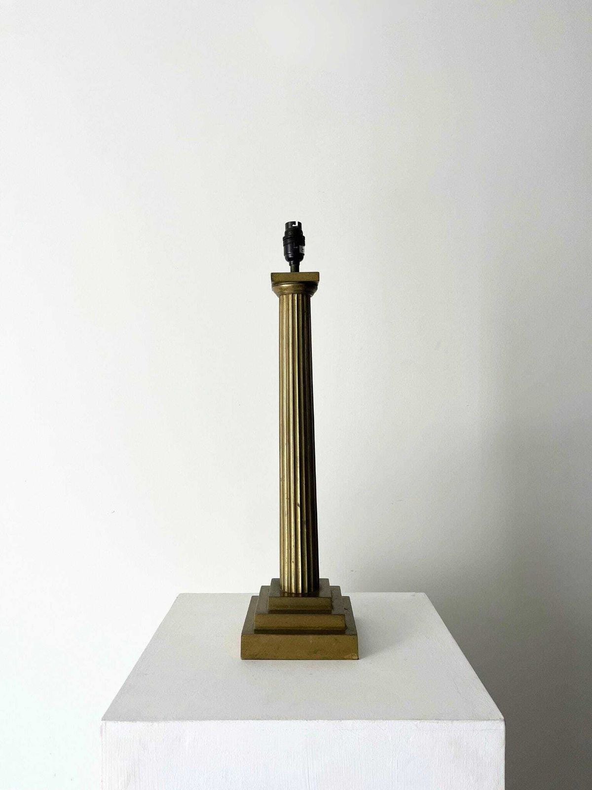 Minimalist Brass Column Lamp With A Stylised Geometric Form, Rewired And Pat Tested, 20th Century Accent Light photo for sale