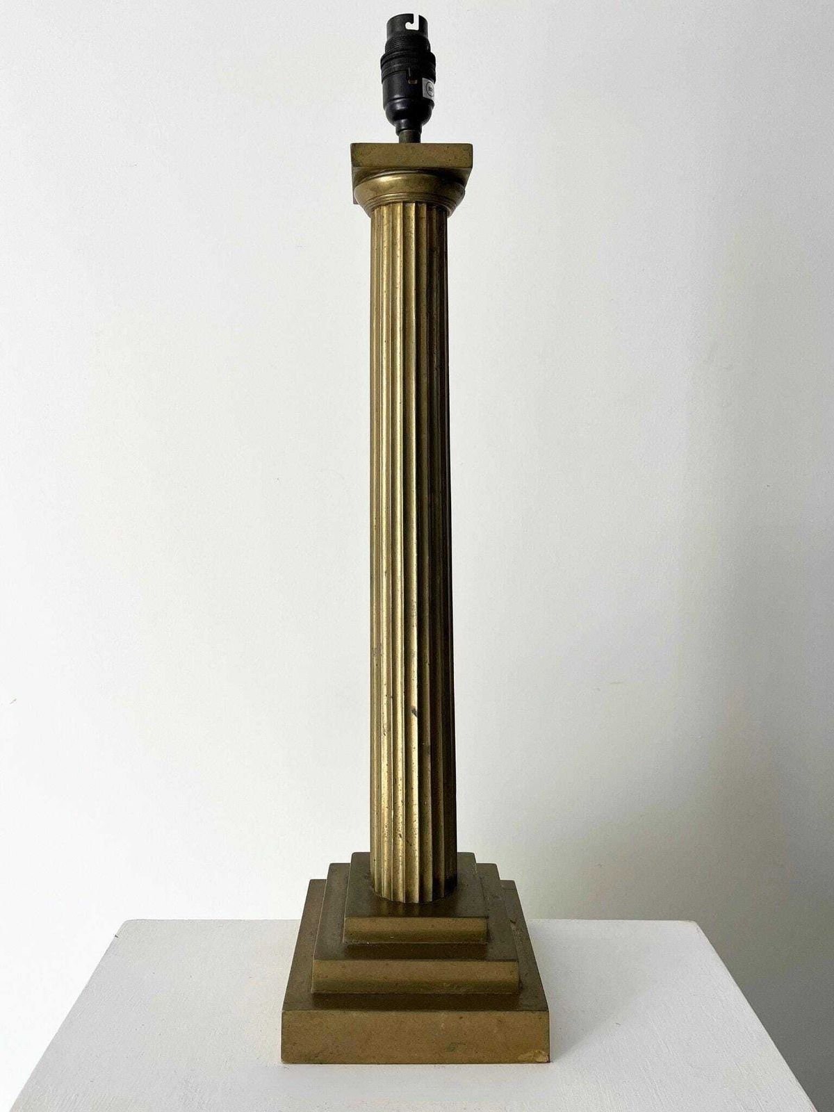 Minimalist Brass Column Lamp With A Stylised Geometric Form, Rewired And Pat Tested, 20th Century Accent Light photo buy