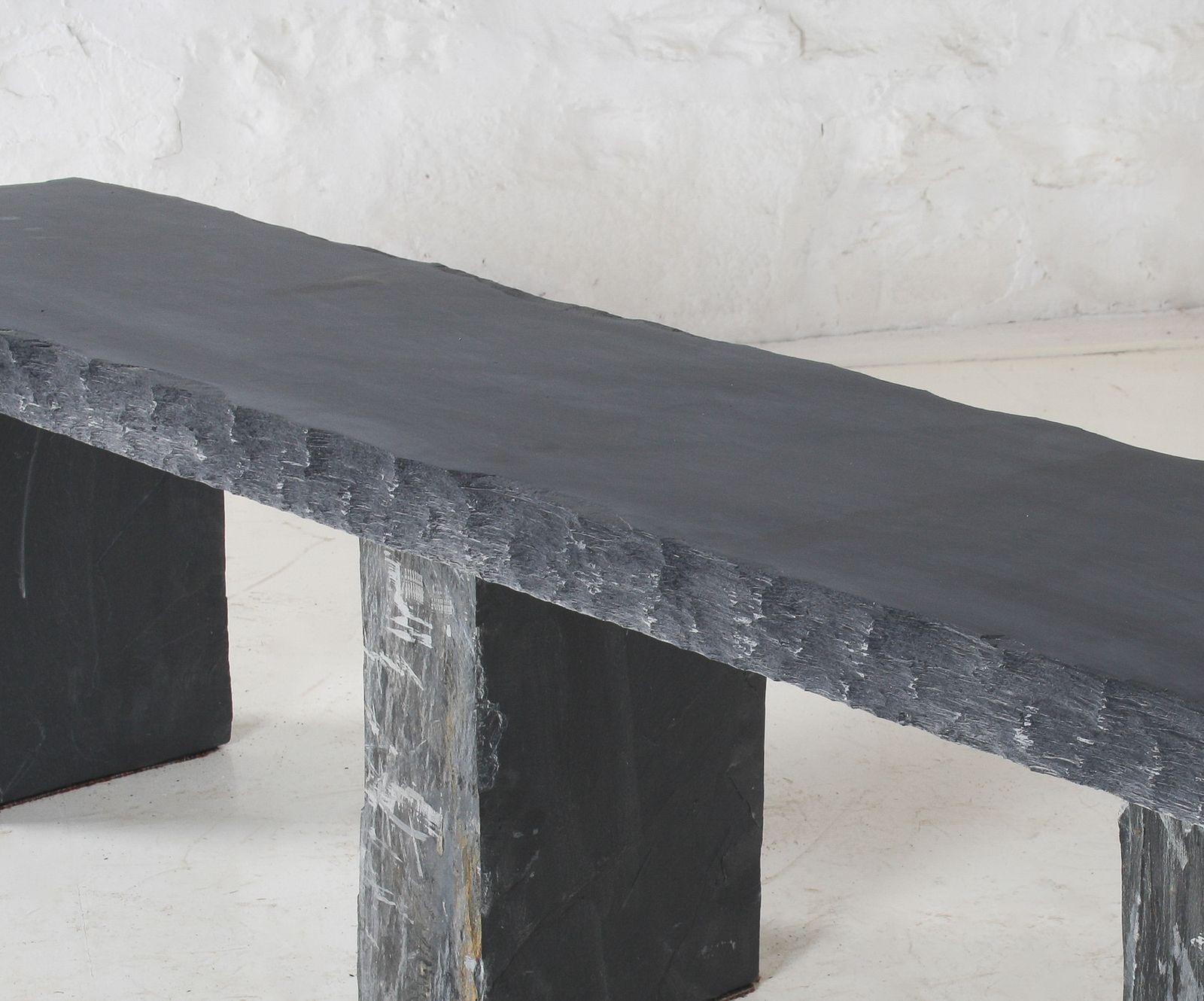 photo furniture Large 6ft Natural Wabi Sabi Stone Slate Bench Seat On Bolster Plinth Base