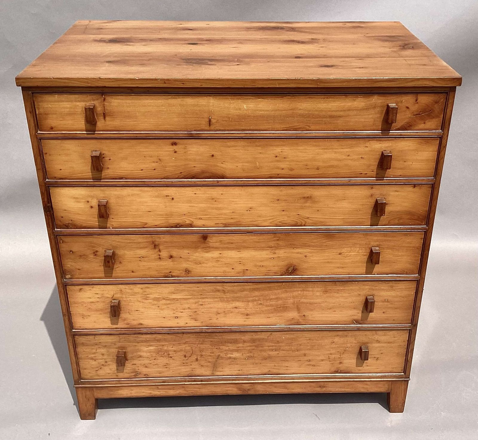 Exceptional Arts And Crafts Solid Yew Wood Chest Of Drawers photo vintage