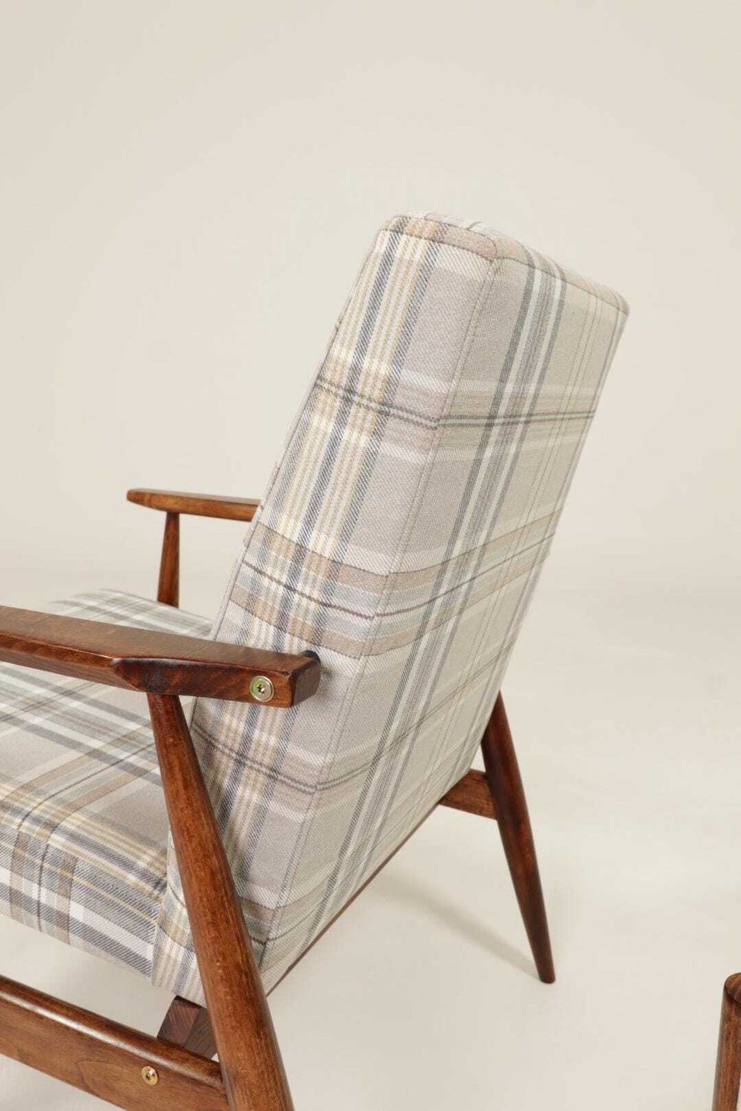 photo for sale Vintage Set Armchair And Footstool Tartan Royal Design Mid Century Style, 1960