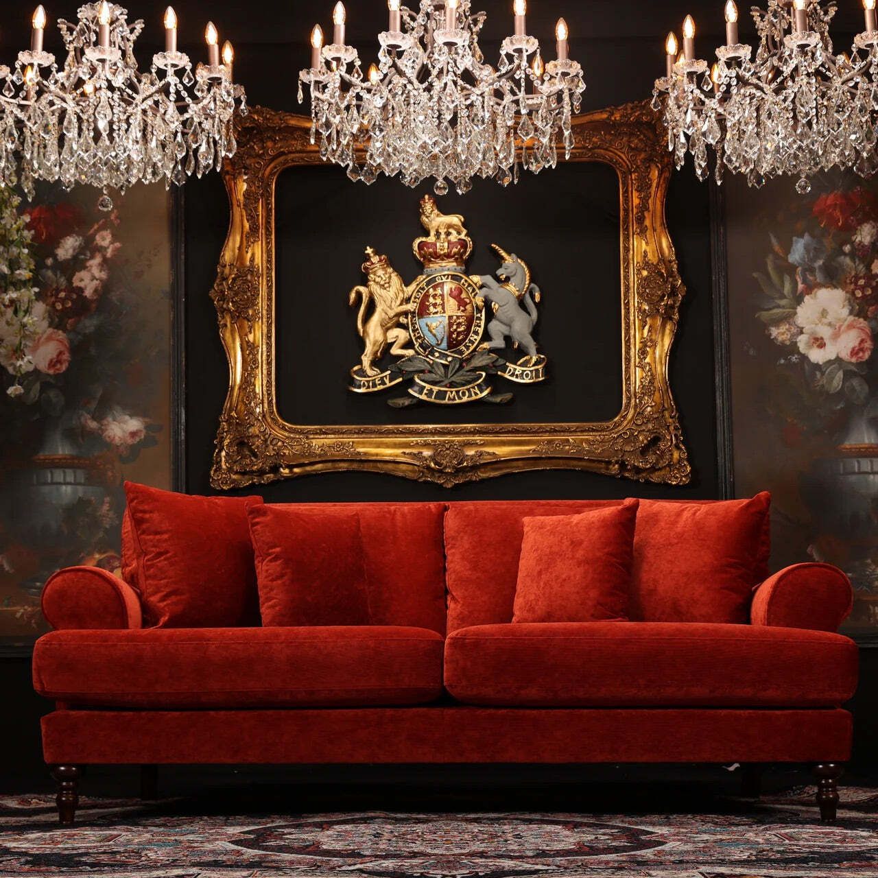 Burnt Orange Hartington Three Seater Velvet Sofa photo for sale
