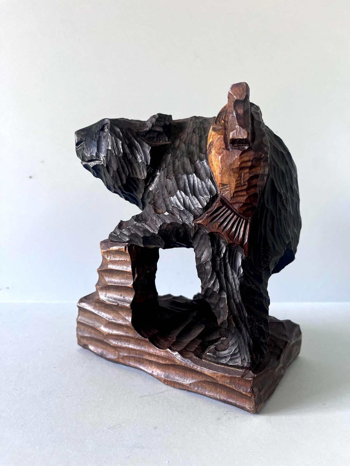 Vintage Hand Carved Wooden Bear Figurine. Large Japanese Ainu Bear, Antique Hand Carved Wooden Bear From Japan, Japanese Folk Art photo buy