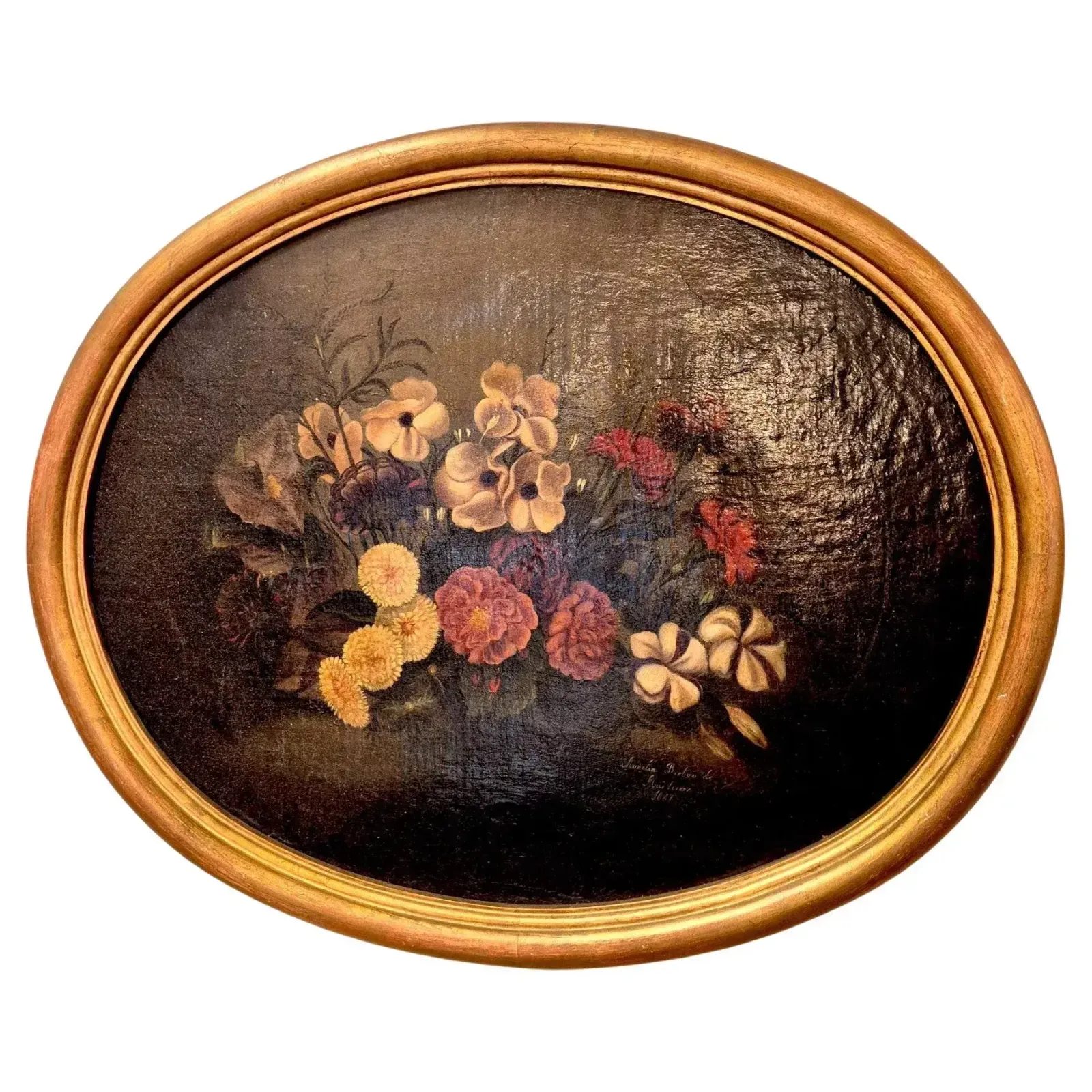 Still Life With Flowers, Signed Aurelia Riolso De Mortimer, Oil On Canvas, 1887