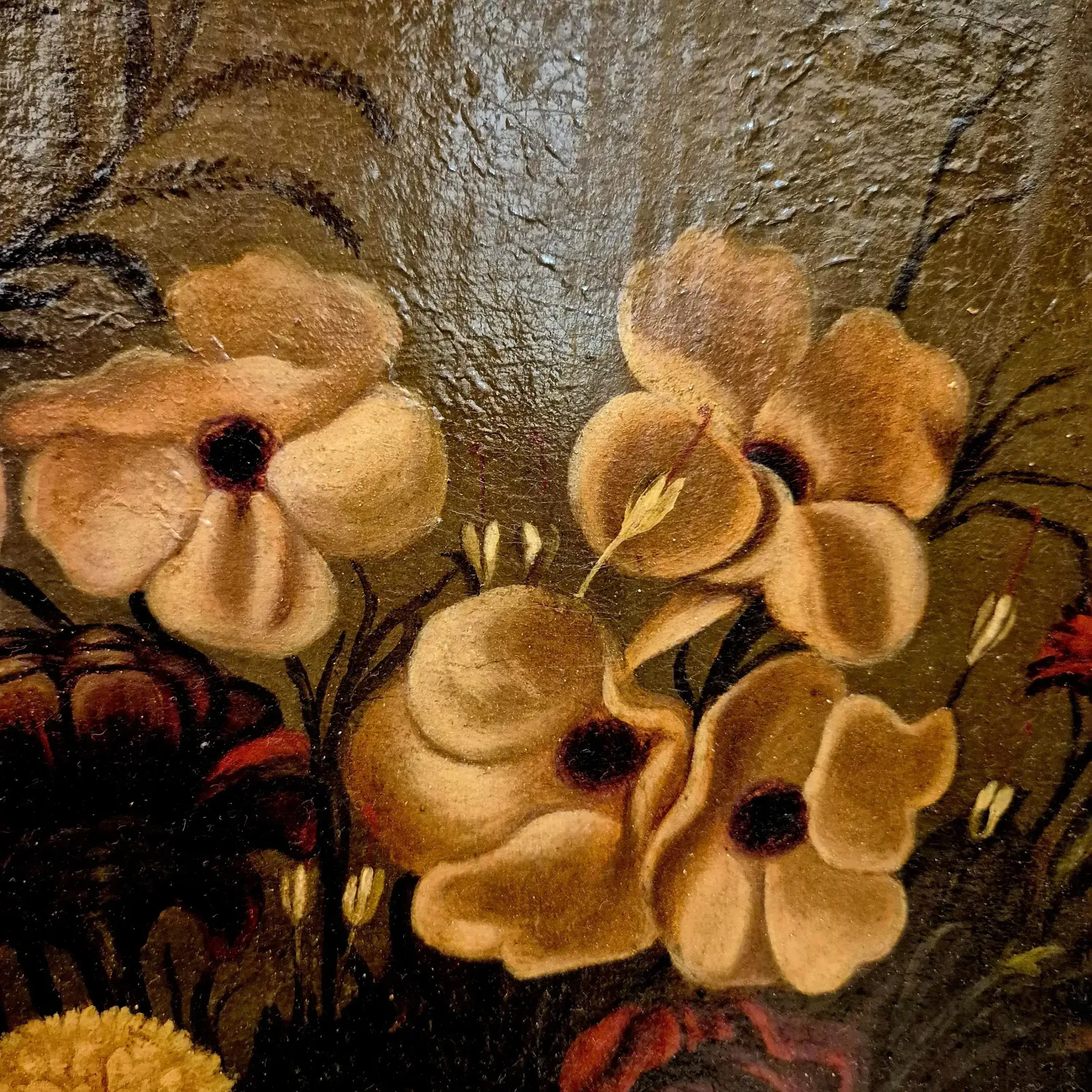 photo furniture Still Life With Flowers, Signed Aurelia Riolso De Mortimer, Oil On Canvas, 1887