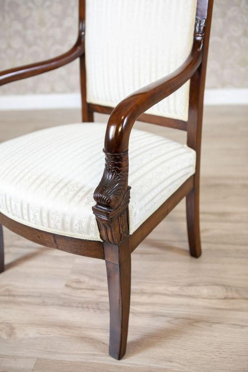 photo for sale 19th Century Biedermeier Mahogany Armchair In Light Upholstery, 1890s