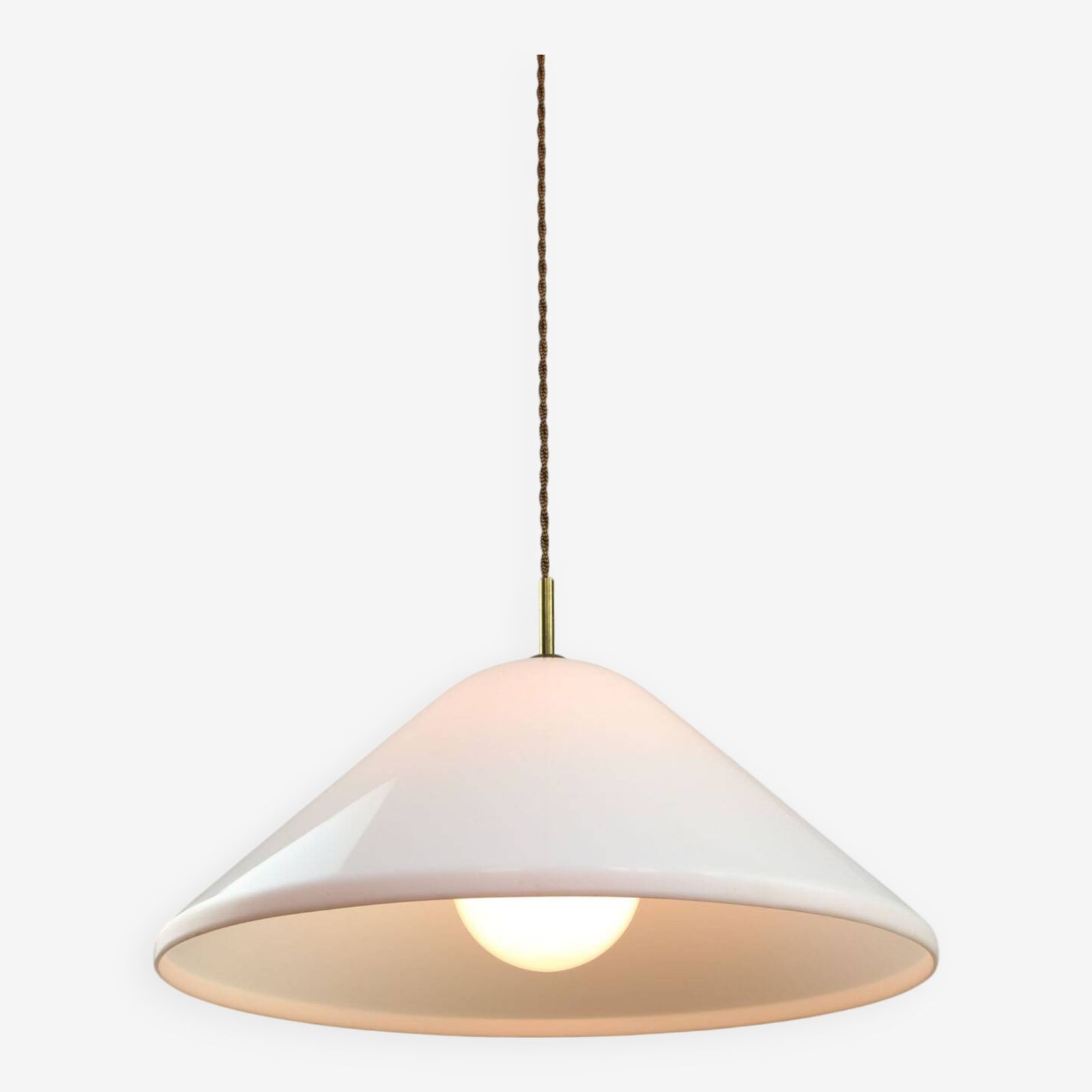 Elpis Pendant By Luigi Massoni For Guzzini In Plexiglass & Brass, 1970s