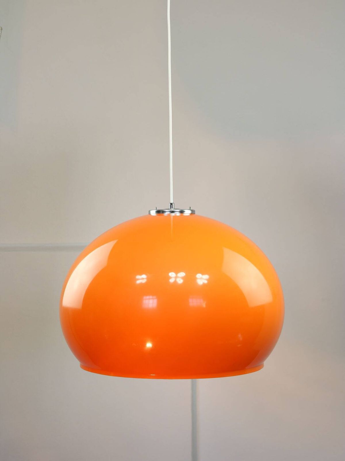 Giant Orange Space Age Pendant Light By Guzzini, 1970s photo Lighting