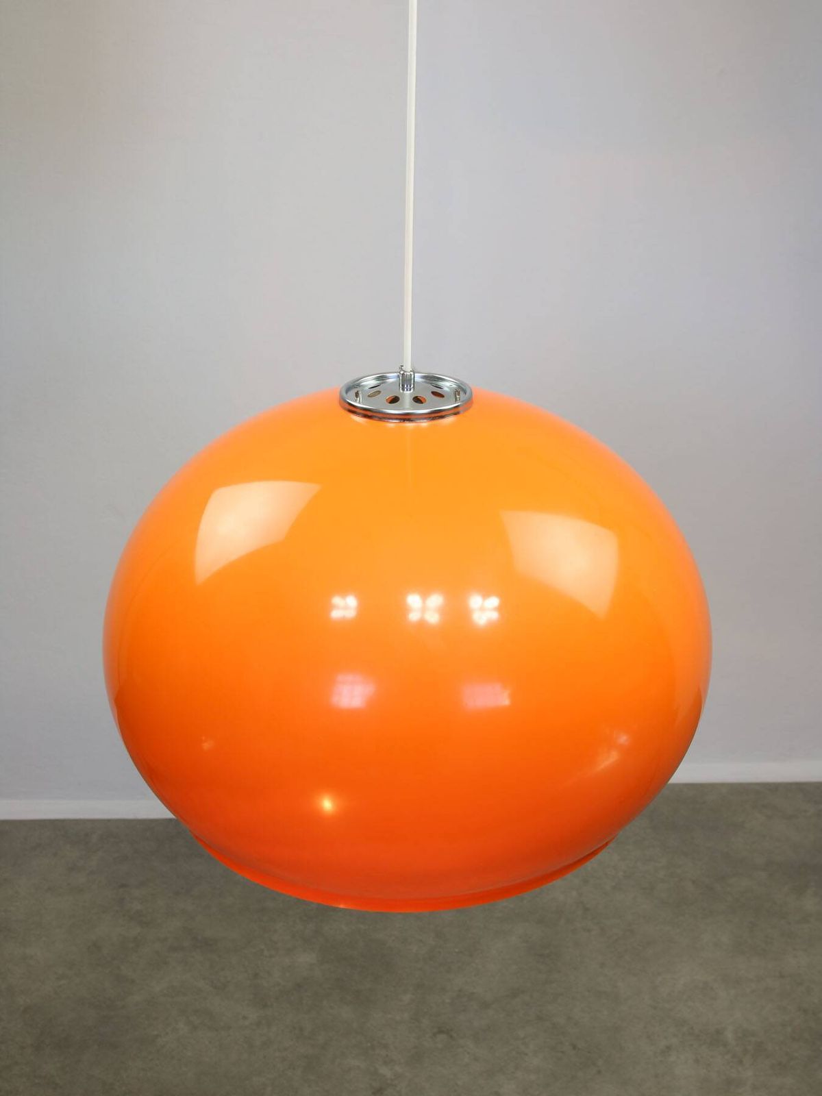 Giant Orange Space Age Pendant Light By Guzzini, 1970s photo vintage