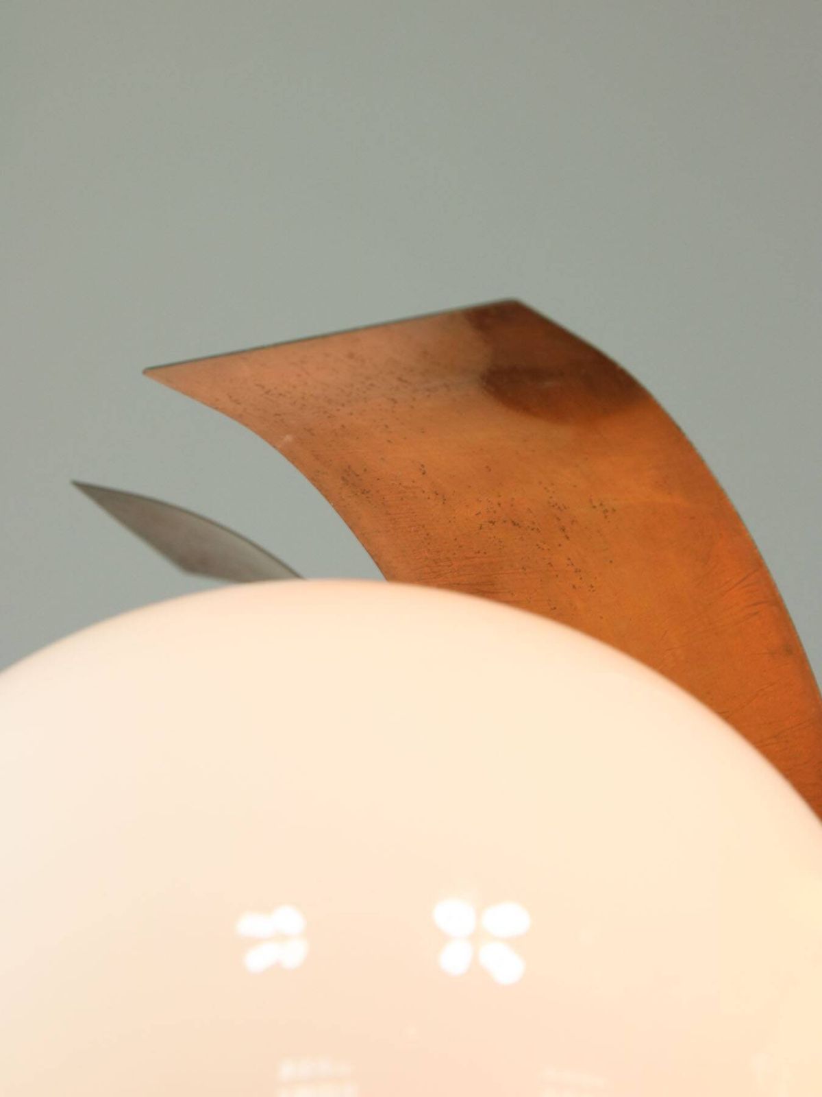 Vintage Italian Copper And Opaline Chandelier, 1970s photo 625.0