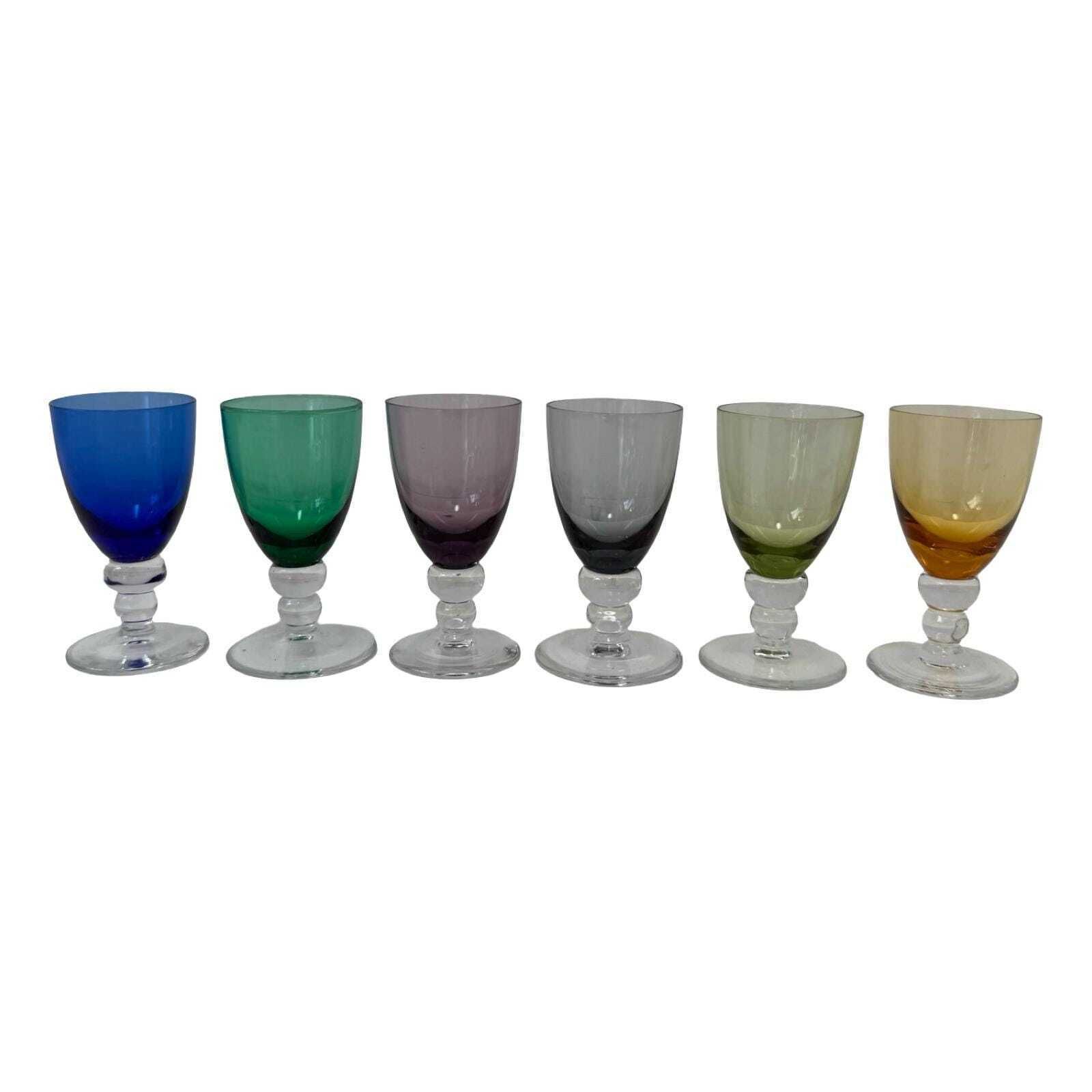 Max Verboeket For Kristalunie Maastricht   Carnival Glass   Set Of 6 Small Shot Glasses   Dutch Glass   Complete Set, No Chips!