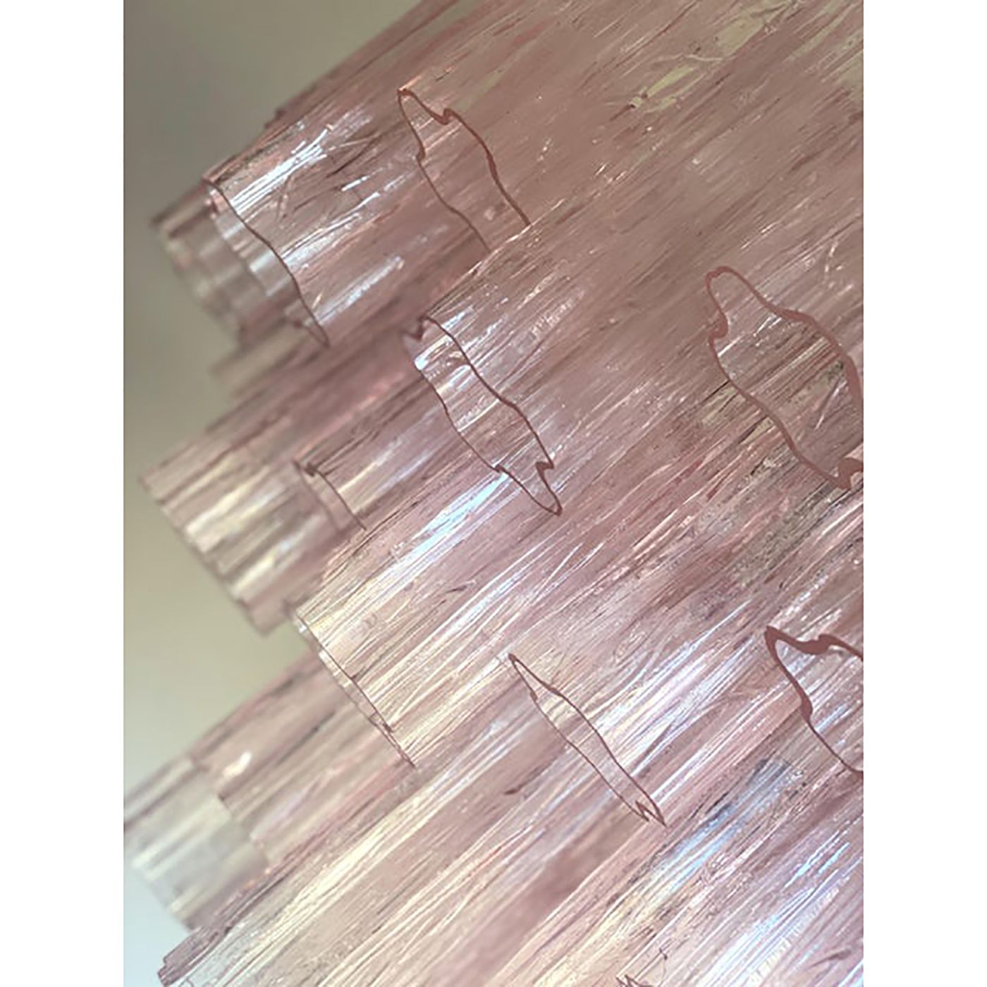 Contemporary Pink “Tronchi” Murano Glass Chandelier In Venini Style photo 7800.0