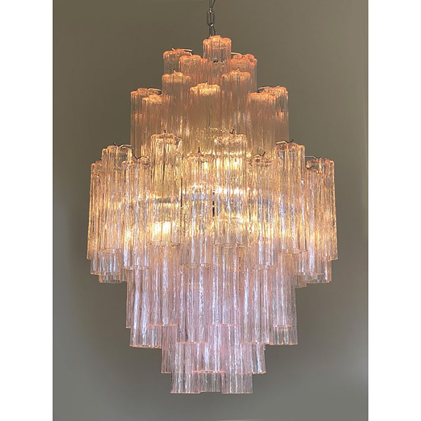 Contemporary Pink "Tronchi" Murano Glass Chandelier photo Lighting