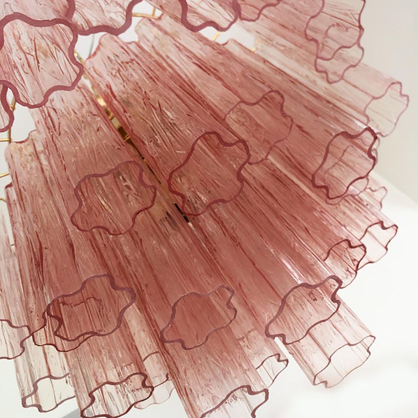 Contemporary Scenographic Pink “Tronchi” Murano Glass Chandelier In Venini Style photo 6800.0
