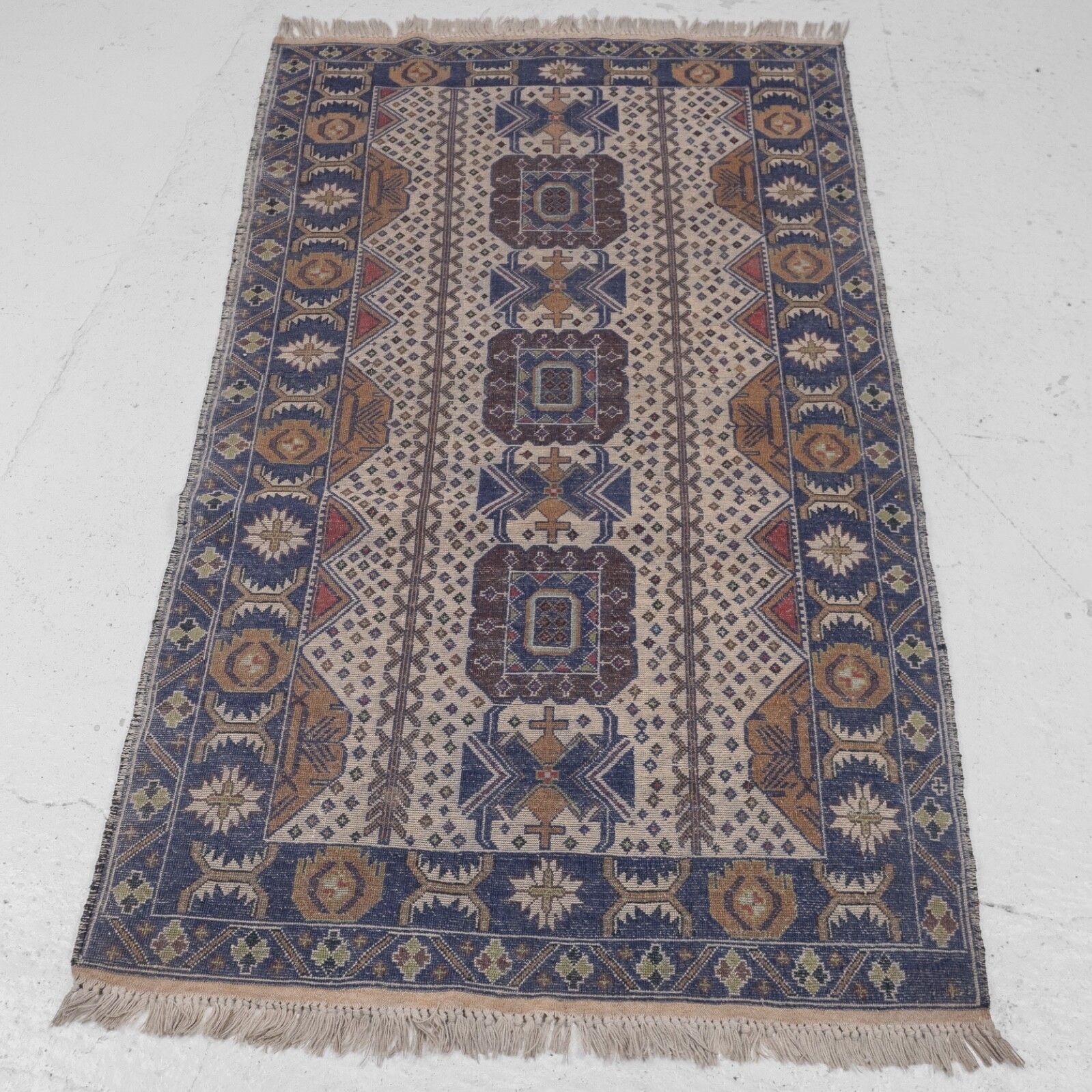 photo for sale Vintage Afghan Baluch Handwoven Rug 213 X 116 Cm Circa 1970 (Distressed Balouch)