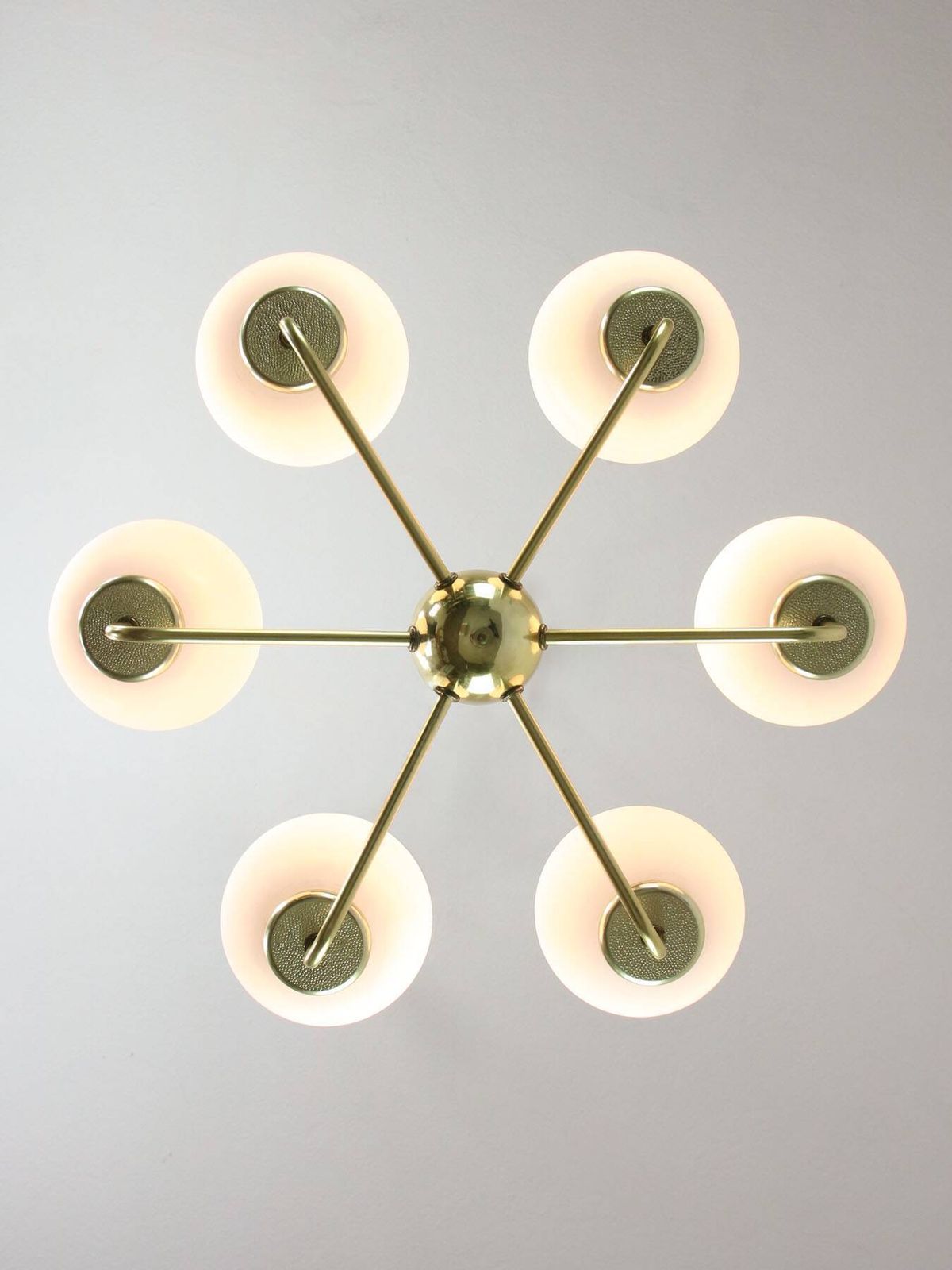 Lighting Mid Century Upward Sputnik Golden Chandelier, 60s photo
