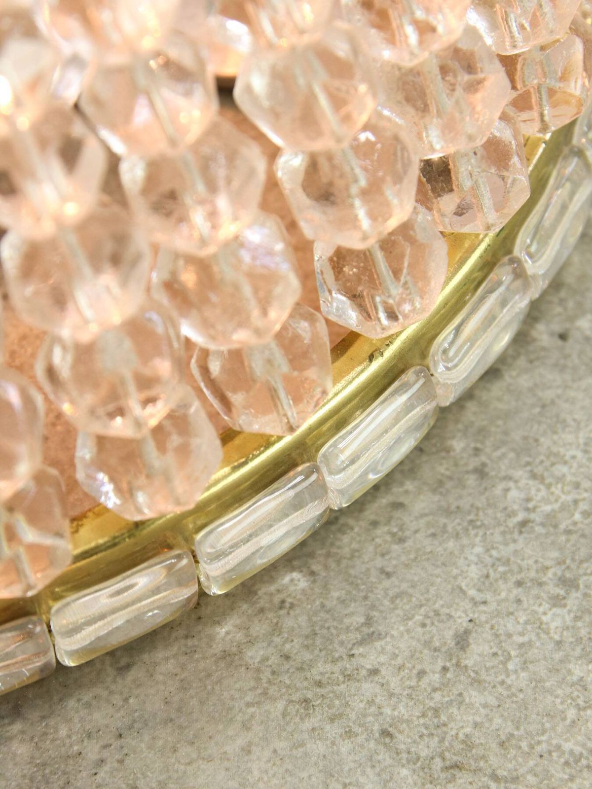 624.0 Mid Century Czech Crystal And Brass Wall Lamp In Brass, 50s, Set Of 2 photo