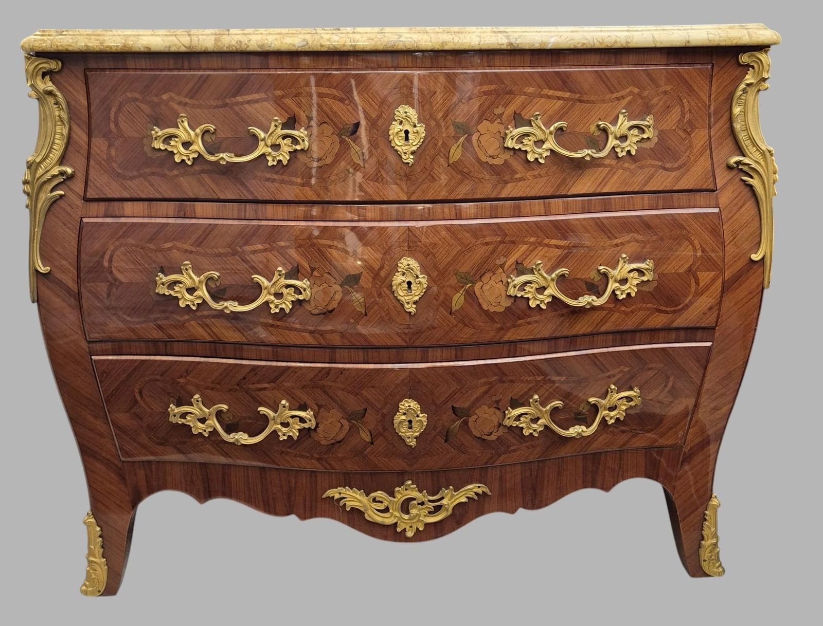 photo buy Louis XV Style Marquetry And Marble Chest Of Drawers, France, Early 20th Century