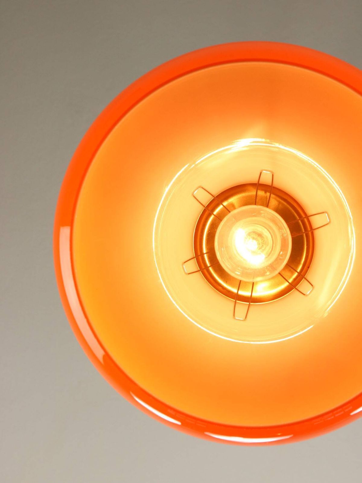 Mid Century Modern Italian Orange Glass And Brass Pendant Lamp photo buy