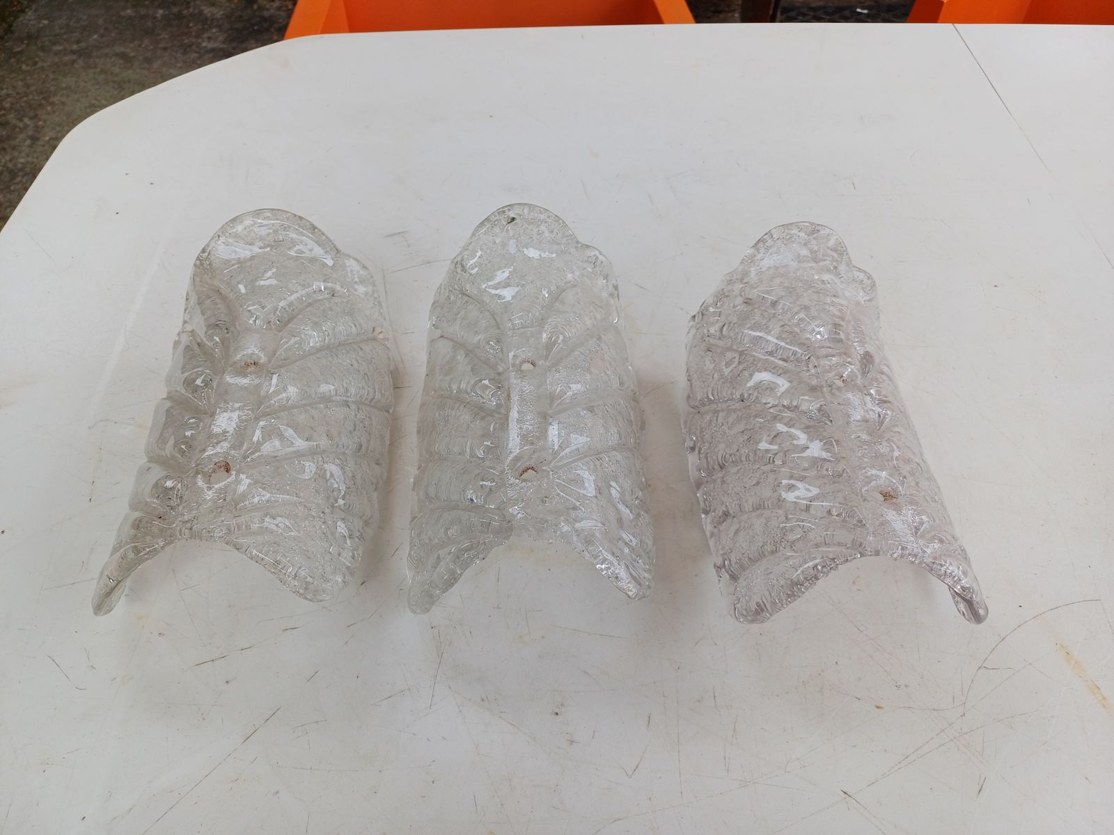1 Lot De 3 Appliques Verre De Murano «Tuiles» Haut : 8,5 Cm , Long Et Larg : 23 Cm Sur 13,5 Cm , Trés Bon ètat