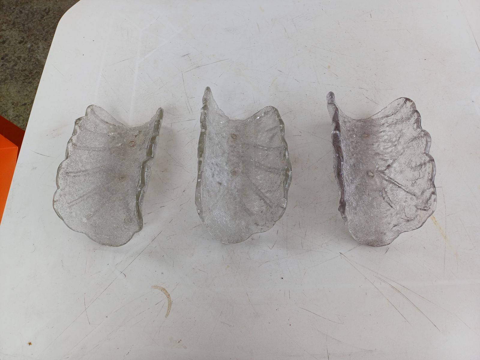 1 Lot De 3 Appliques Verre De Murano «Tuiles» Haut : 8,5 Cm , Long Et Larg : 23 Cm Sur 13,5 Cm , Trés Bon ètat photo buy