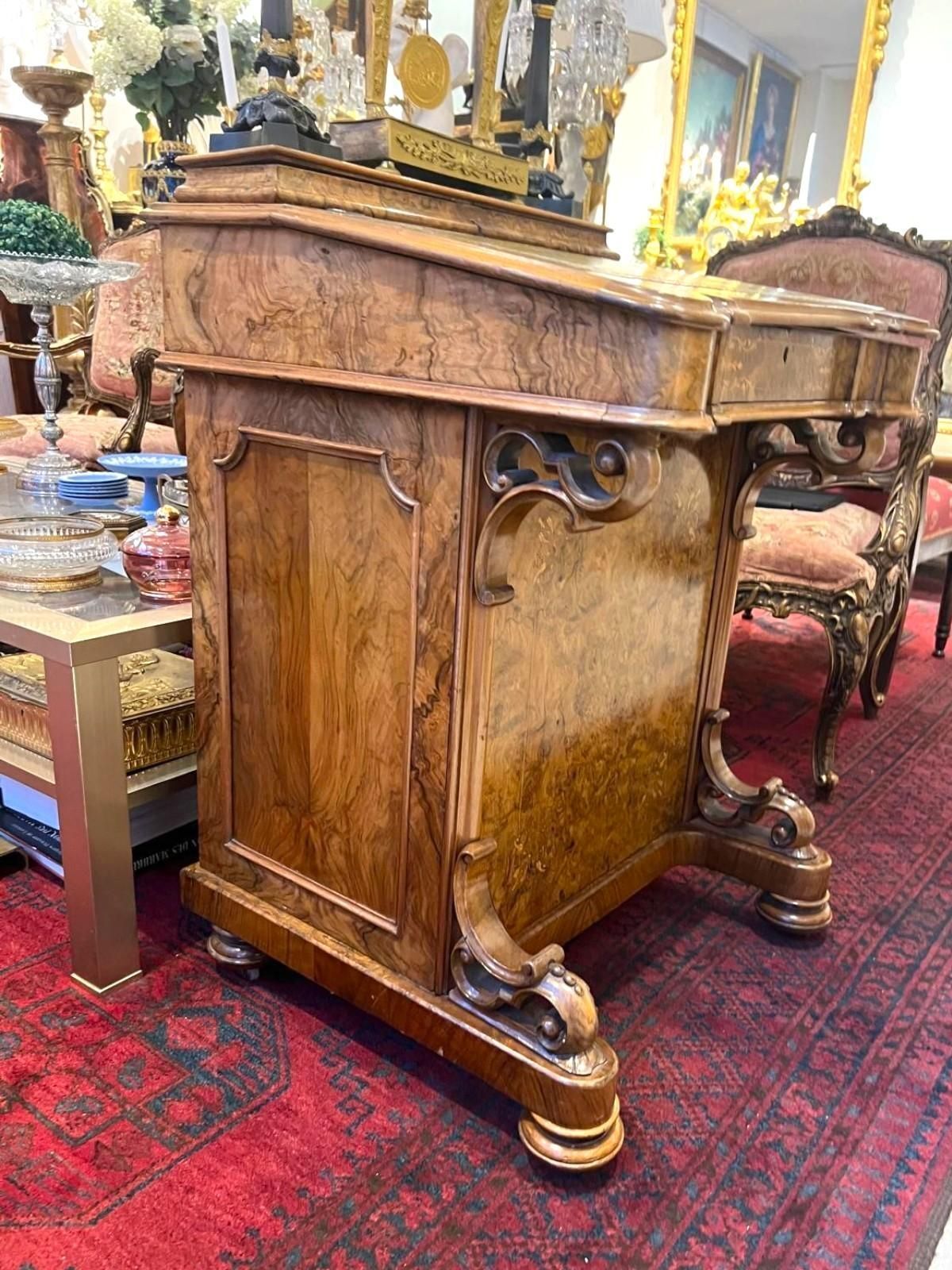 photo furniture Davenport Mid Victorian Burr Walnut And Marquetry Desk, 19th Century, Circa 1860