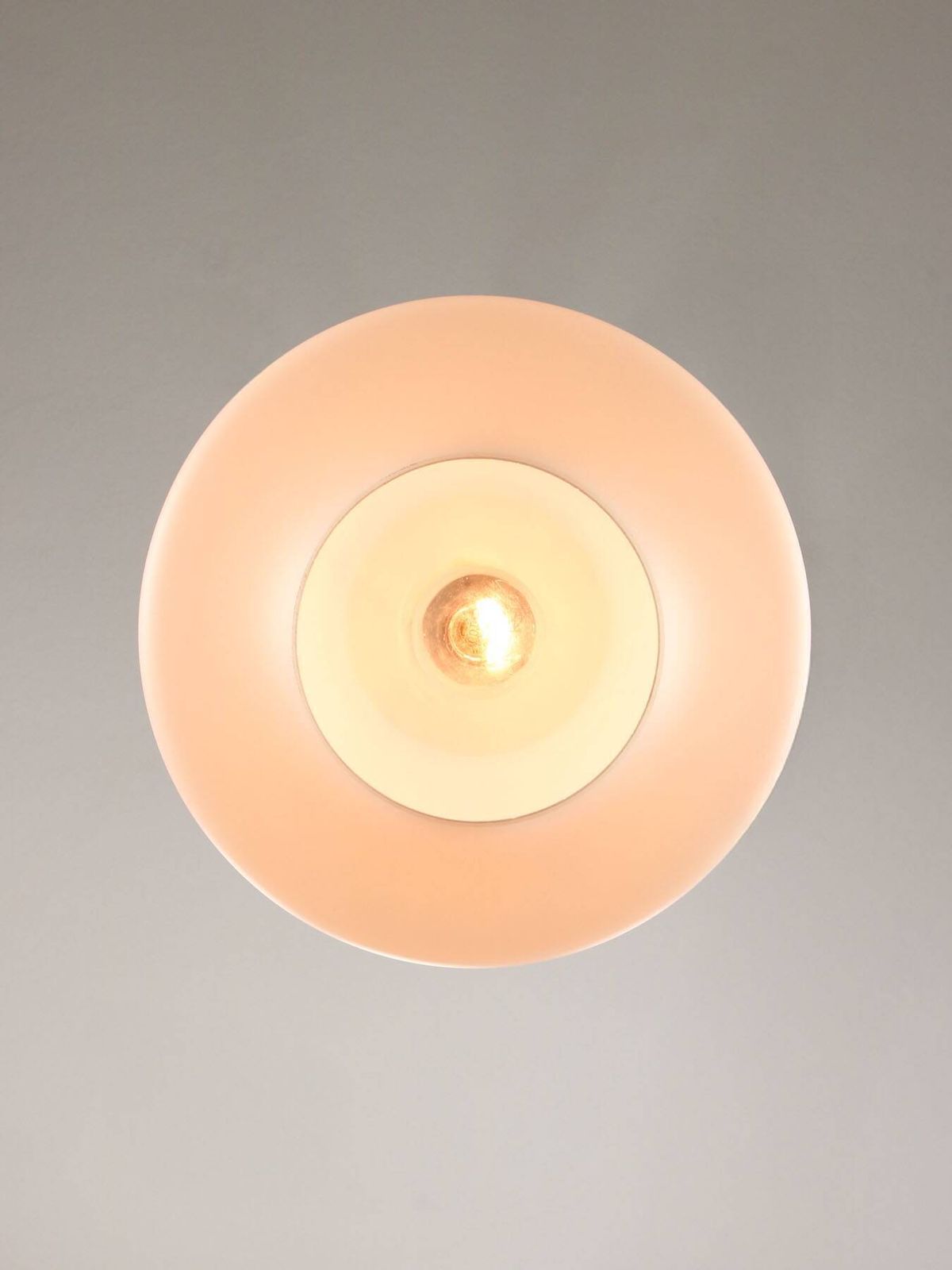 477.0 Mid Century Modern Italian Opaline Glass And Brass Pendant Lamp photo