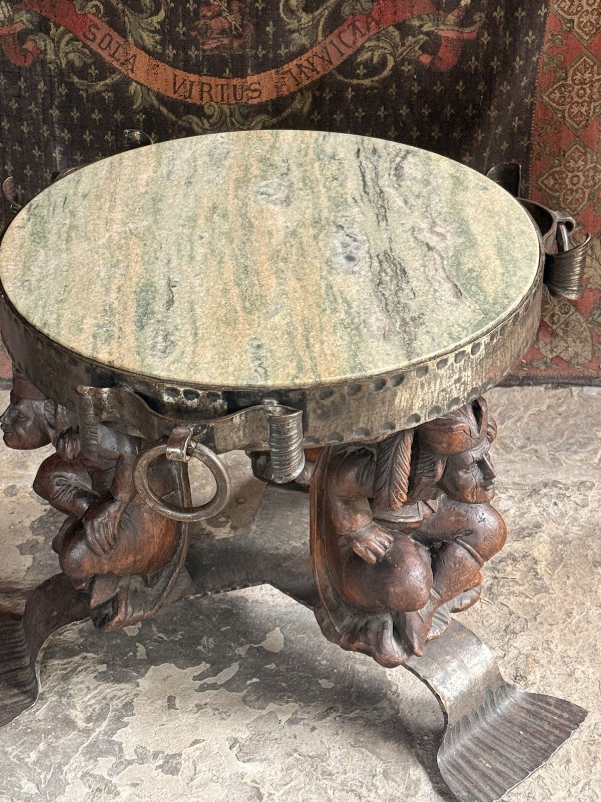 photo buy Antique Marble Jean Maurice Rothschild Neo Classical Round Side Coffee Table