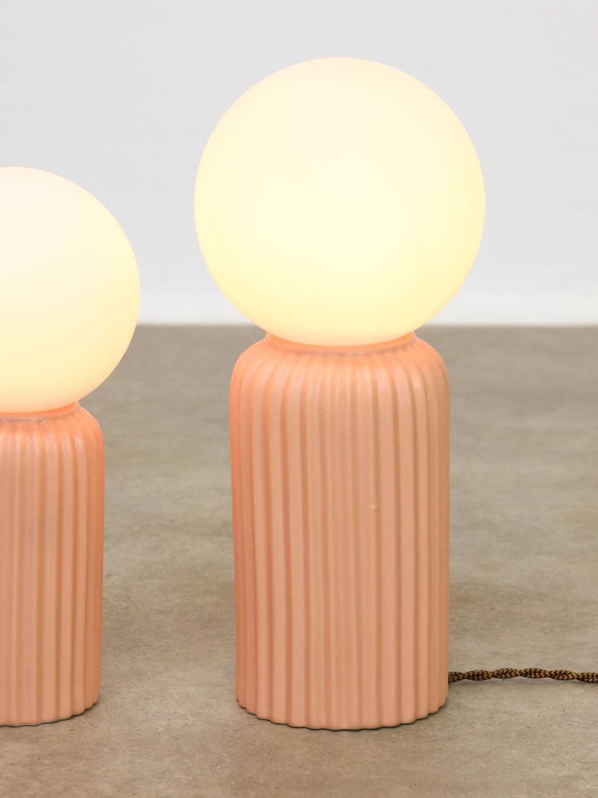 Vintage Italian Ceramic Table Lamps In Salmon Ceramic And Opaline, Set Of 2 photo buy