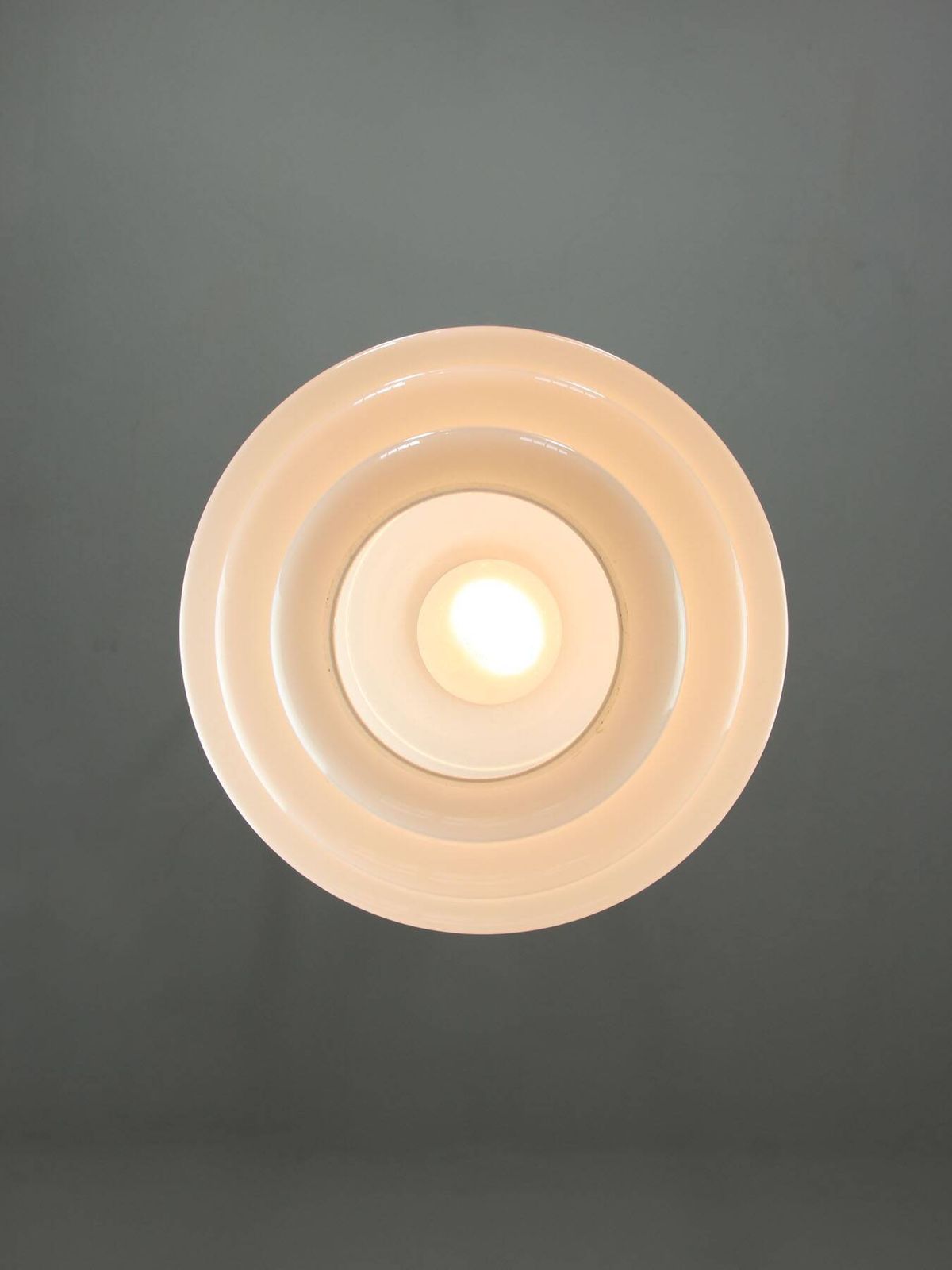photo furniture Mid Century Italian Brass And Opaline Glass Pendant Lamp