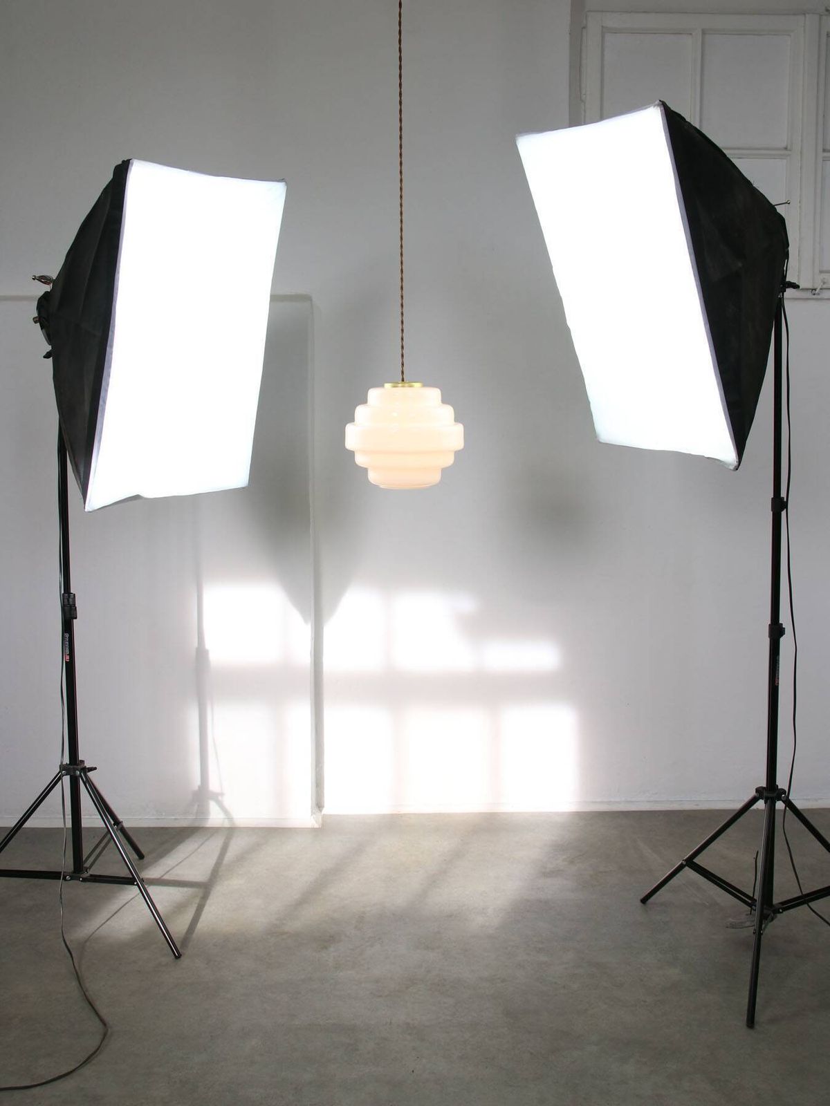 photo for sale Mid Century Italian Brass And Opaline Glass Pendant Lamp