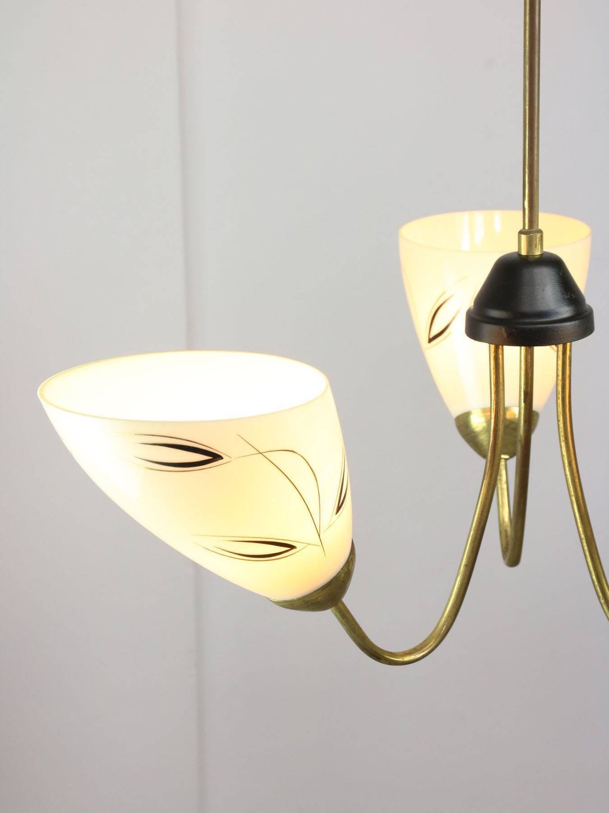 Italian Art Deco Chandelier In Brass And Yellow Glass, 1940s photo buy