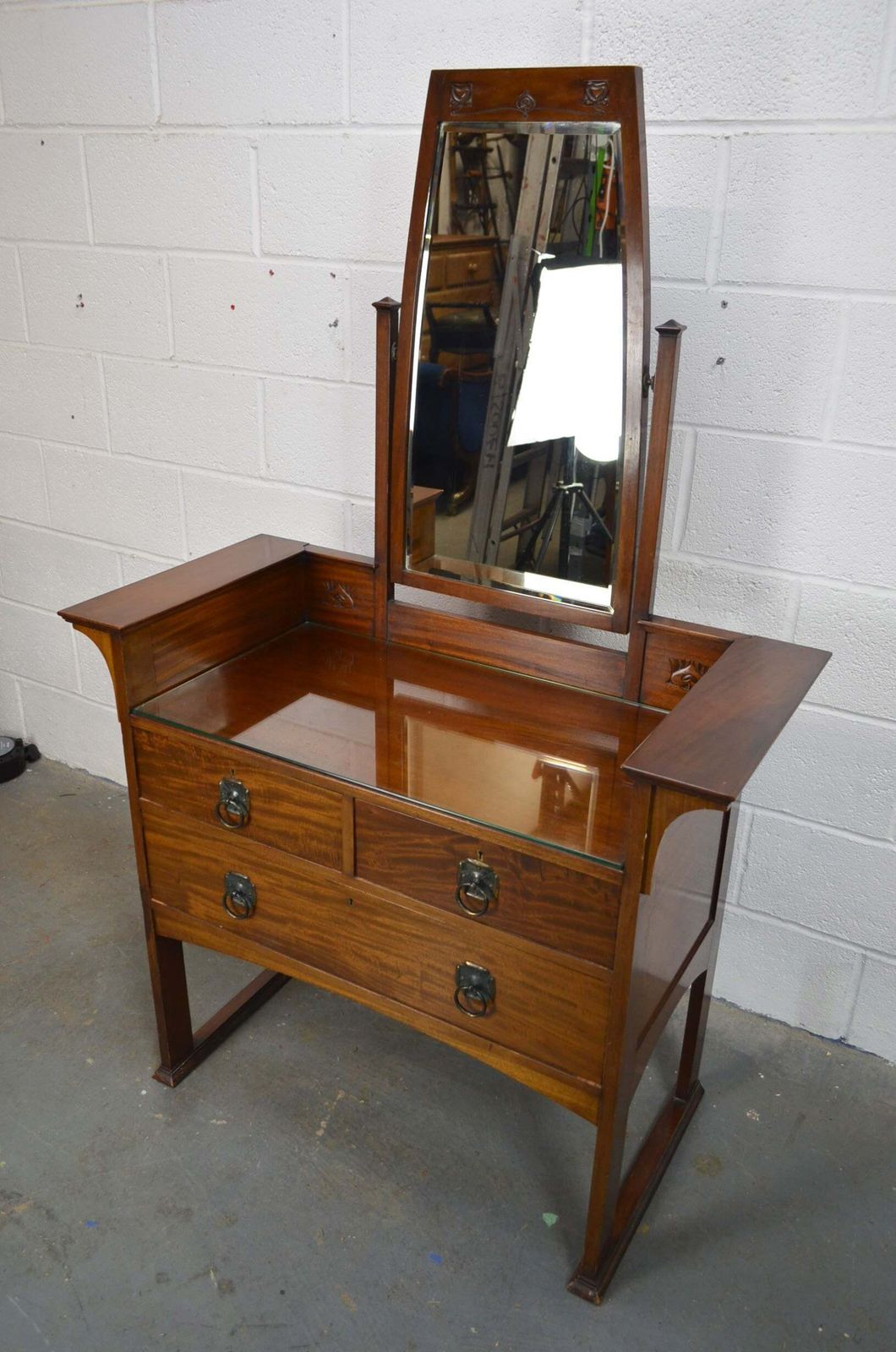 490.0 A Late 19th Century Art Nouveau Mahogany Dressing Table   Liberty & Co photo