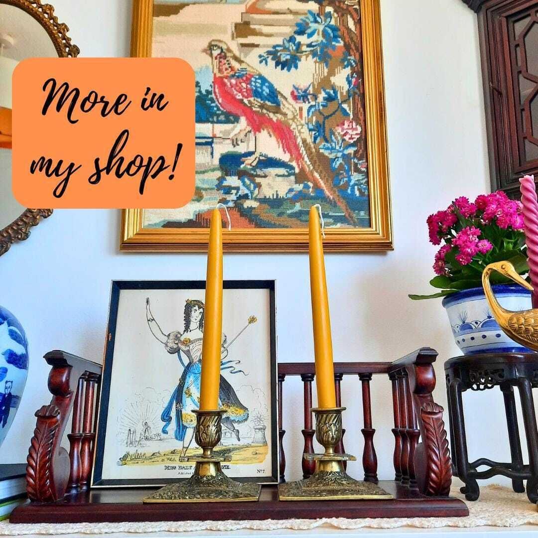 Antique Victorian Brass Candlesticks In The Gothic Revival Style, Ornate Brass Candle Holders photo furniture