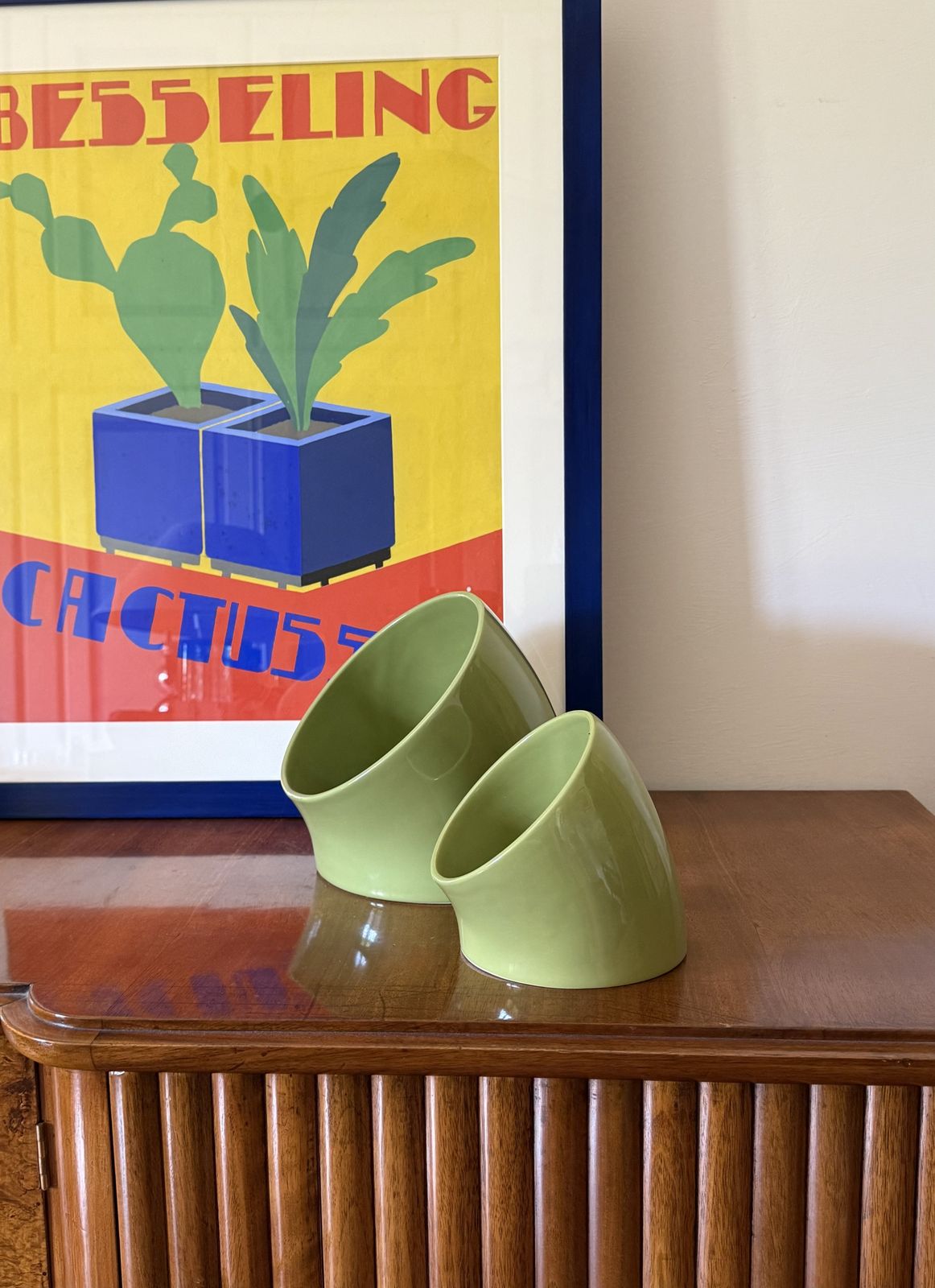 Space Age Set Of 2 Green Ceramic Vide Poche, Sicart Italy Ca. 1970 photo 450.0