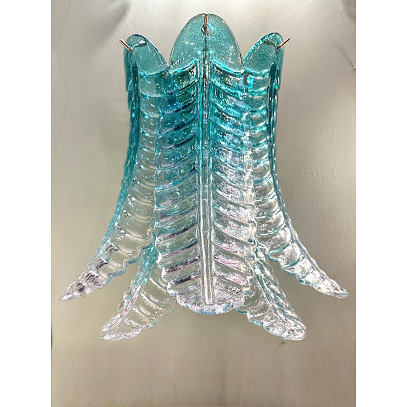 Contemporary Scenographic Set Of Two Greeen "Felci" Murano Glass Wall Sconces photo Lighting