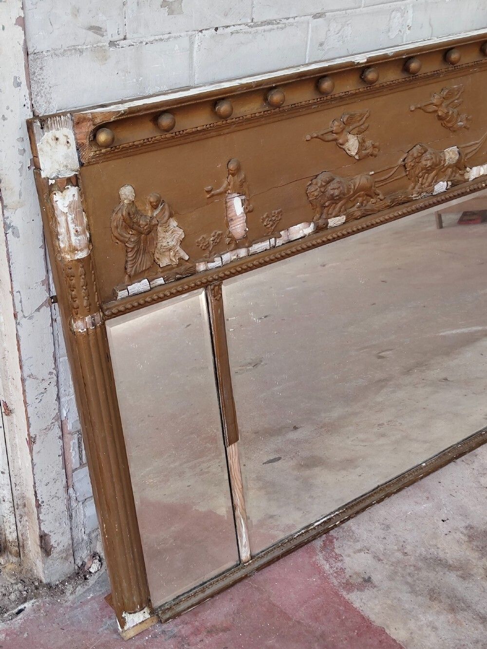 A Pair Of Heavily Distressed Regency Gilt Over Mantle Pier Mirrors photo 300.0