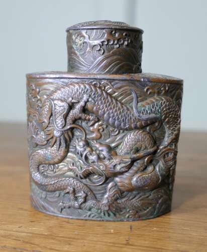 19th Century Antique Japanese Silver Plated Tea Caddy photo 270.0