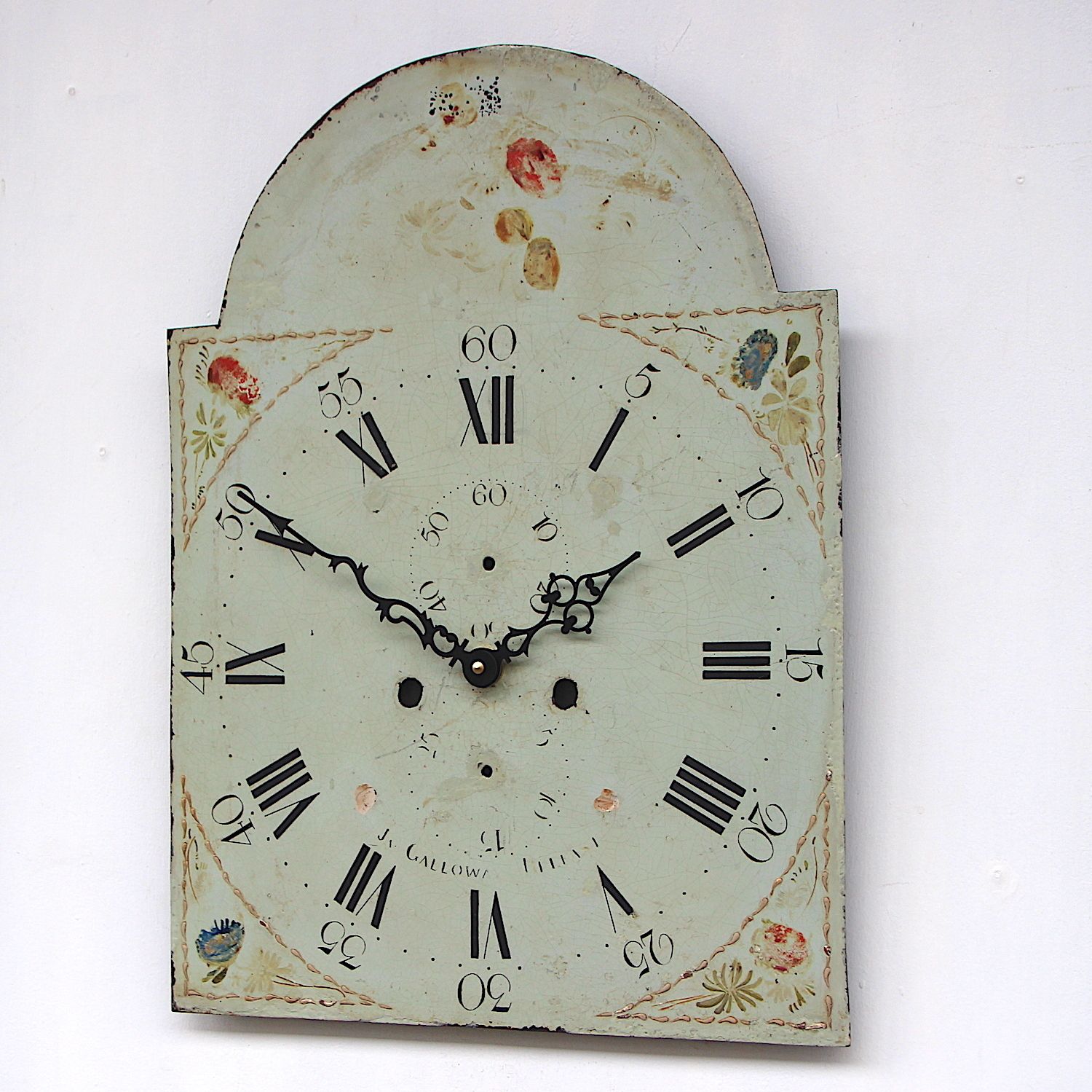 photo furniture Original 18th Century Original Iron Grandfather/Longcase Clock Dial. Fully Guaranteed.